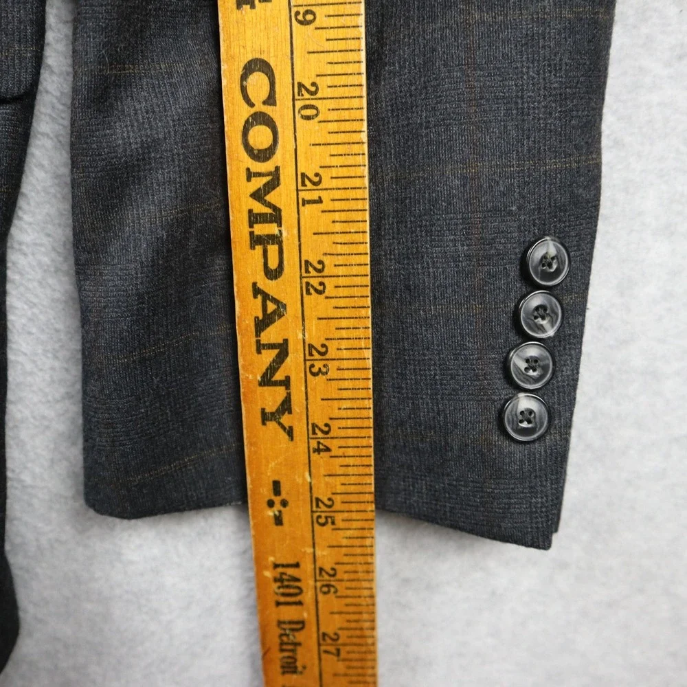 Jos. A. Bank Blazer Mens 46R 1905 Charcoal Wool Tailored Fit Glen Plaid Jacket